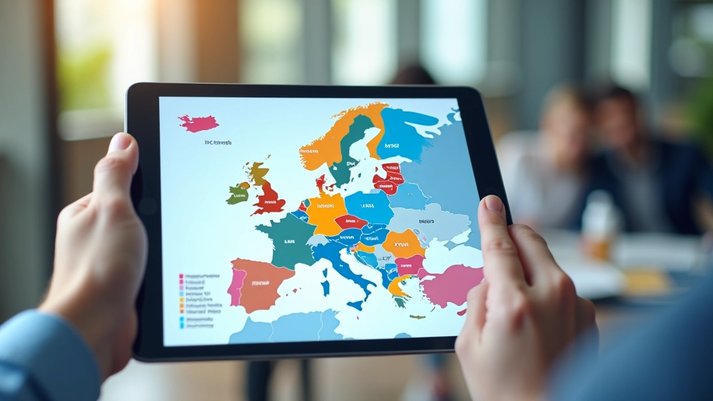 Carte de l'Europe affichant les taux d'adoption des portefeuilles mobiles par couleurs différentes