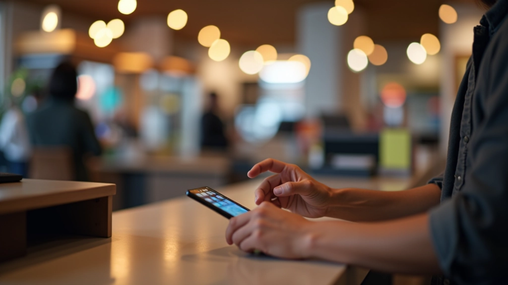 Personne utilisant un portefeuille mobile pour payer dans un magasin avec technologie NFC