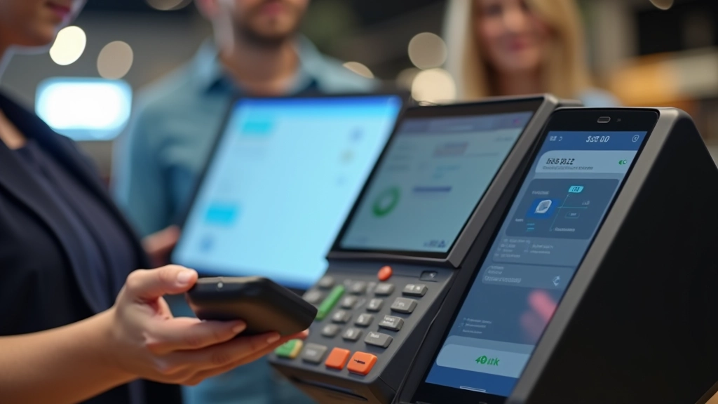 Comparaison visuelle entre paiement par NFC et paiement par code QR dans une transaction commerciale